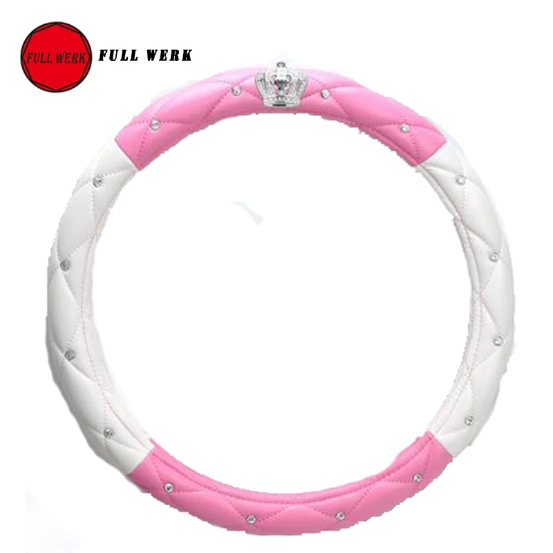1pc 38cm 15 inch Car Steering Cover Decoration for Girls Women Ladies Leather Diamond Auto Steering Wheel Cover Wrap Protector 1pc 38cm 15 inch Car Steering Cover Decoration for Girls Women Ladies Leather Diamond Auto Steering Wheel Cover Wrap Protector