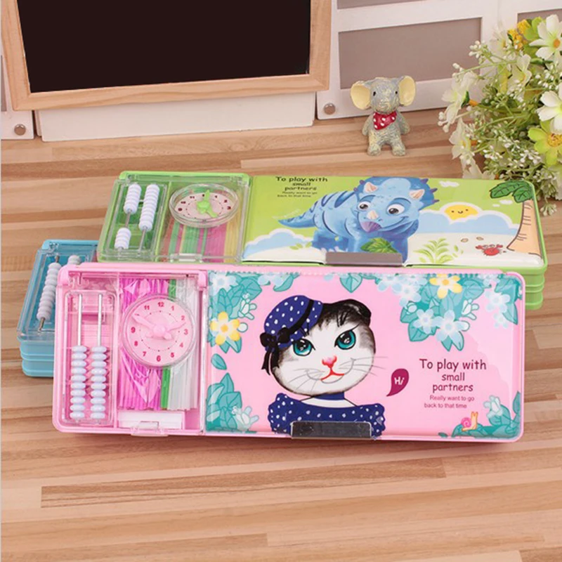

factory direct sale suit with fine plastic pencil cases of low grade students in the wholesale stationery box 25*9*3.5cm 300g