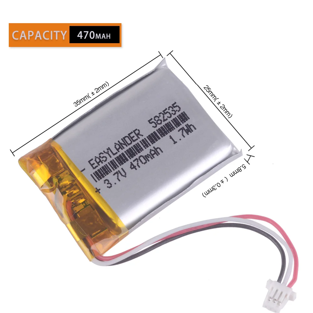 Модель 602535 582535 SP5 3,7 V 470 mAh Перезаряжаемые Батарея для MIO тахограф папаго hp F300 F200 F210 QStar A5 видеорегистратор parkcity 710 - изображение