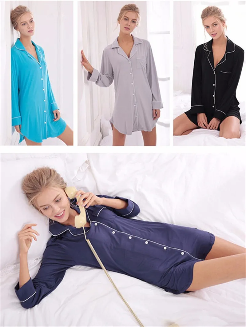 Новое поступление, ночные рубашки из модала, мягкое домашнее платье, сексуальное ночное белье для женщин, одноцветная ночная рубашка для сна, винтажная ночная рубашка для женщин# H115