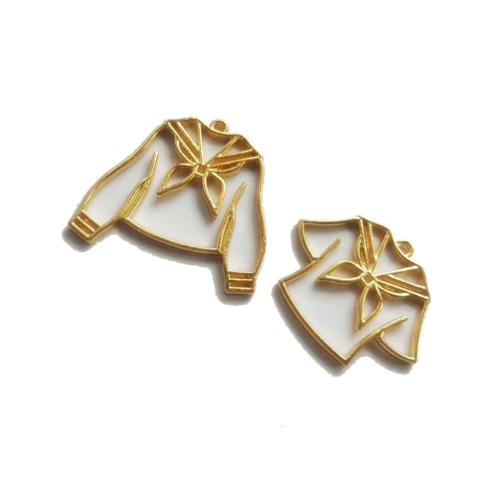 

5pcs School Uniform Open Bezels Girl T-Shirt Metal Frame Jewelry Pendant Accessories DIY Kawaii Handmade UV Resin Craft Findings