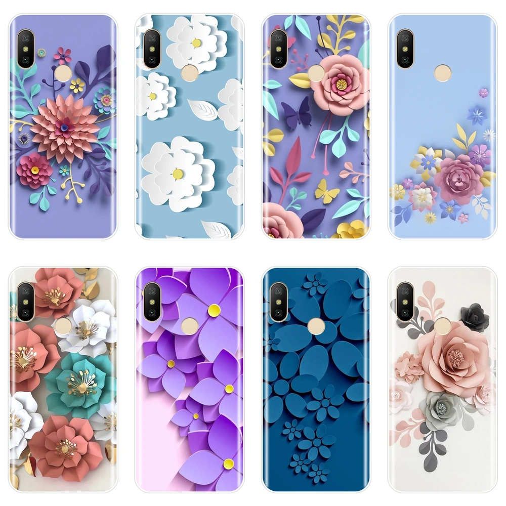 TPU Back Cover For Xiaomi Mi 5 5C 5S 5X 6 6X Plus 8 SE Lite Flower Silicone Phone Case A1 A2 Mi5 Mi6 Mi8 | Мобильные телефоны и