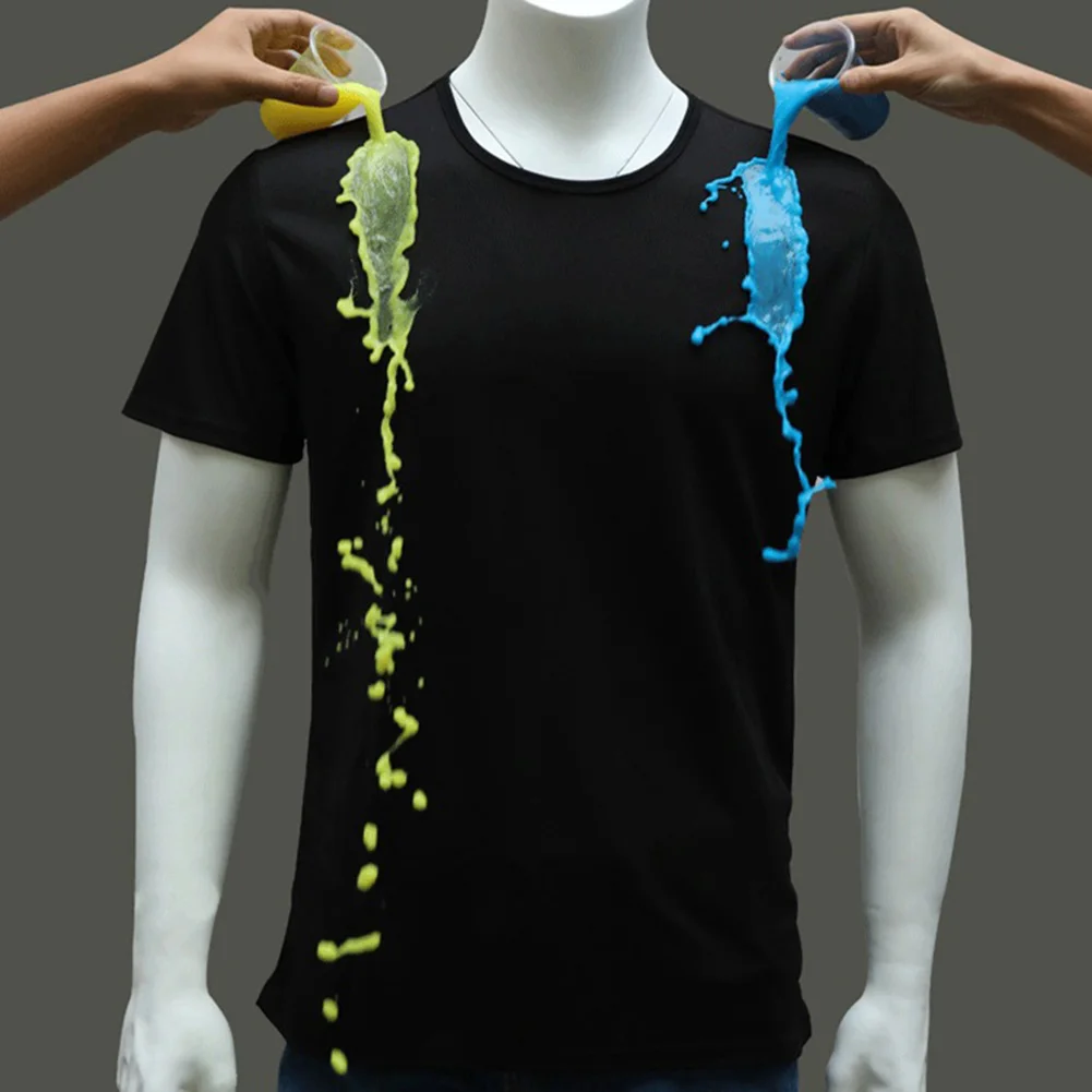 

M-4XL 2019 Fashion Men tshirt Anti-Dirty Summer T-Shirt Tees Waterproof Quick Dry Tops Sport Breathable Casual t shirts