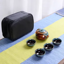 Красочный Jun kiln чайный набор 1 чайный горшок 4 чашки, китайский дорожный керамический портативный чайный набор Пингвин горшок пуэр чайник кофейная чашка