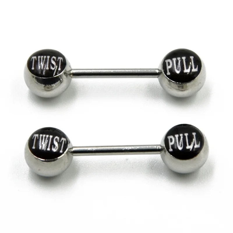 14G Surgical Steel Nipple Bar Sexy Puck Dirty Bad Word Logo Nipple Ring Barbells Women Punk Body Piercing Jewelry Free Shipping - Окраска металла: TWIST PULL