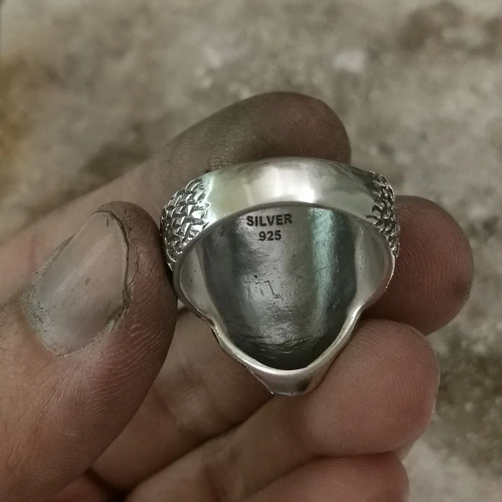 LINSION 925 Серебряное ночное Королевское Кольцо мужское байкерское кольцо TA108 US Размер 7~ 15