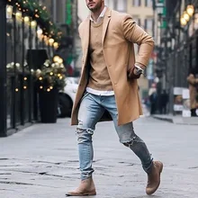 Мужская куртка, мужское тонкое пальто, повседневное однотонное тонкое пальто с воротником, осенняя мужская флисовая куртка с длинным рукавом, Тренч, уличная одежда для мужчин