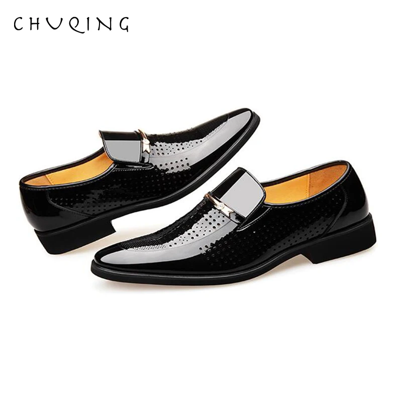 CHUQING/Новинка г., летняя мужская повседневная обувь в деловом стиле, дышащая кожаная обувь