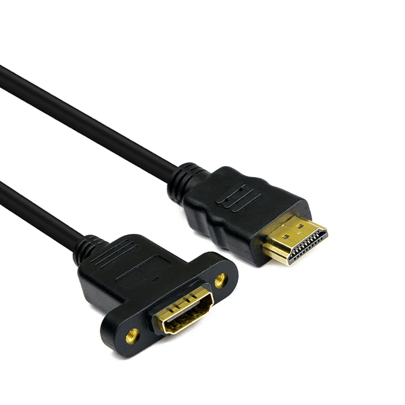 Удлинительный кабель HDMI штекер гнездо с винтовым панельным креплением