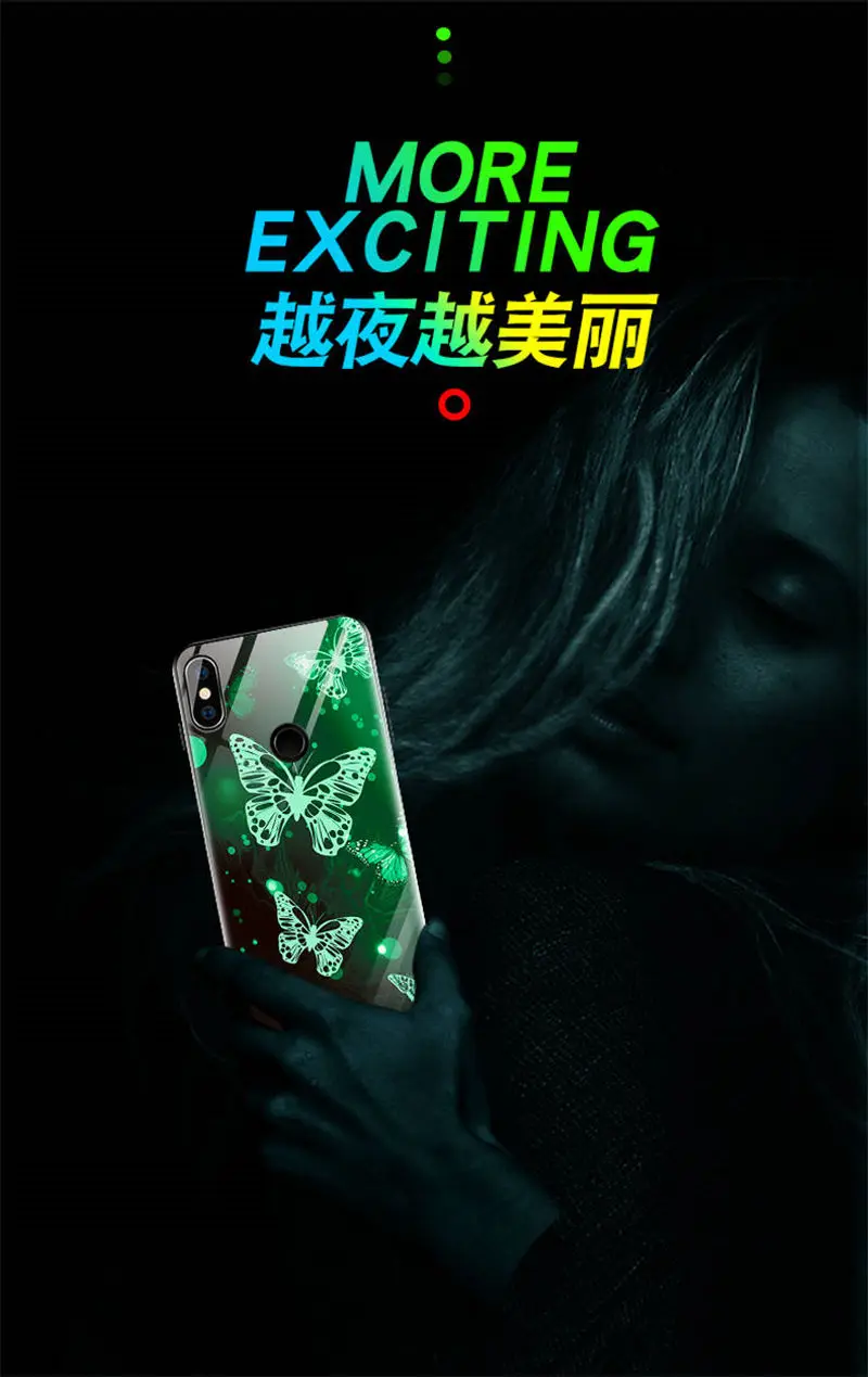 Чехол для телефона Xiaomi Redmi Note 7 Pro Note 5 Plus, чехол, светящаяся задняя крышка из закаленного стекла, силиконовый чехол, Fundas