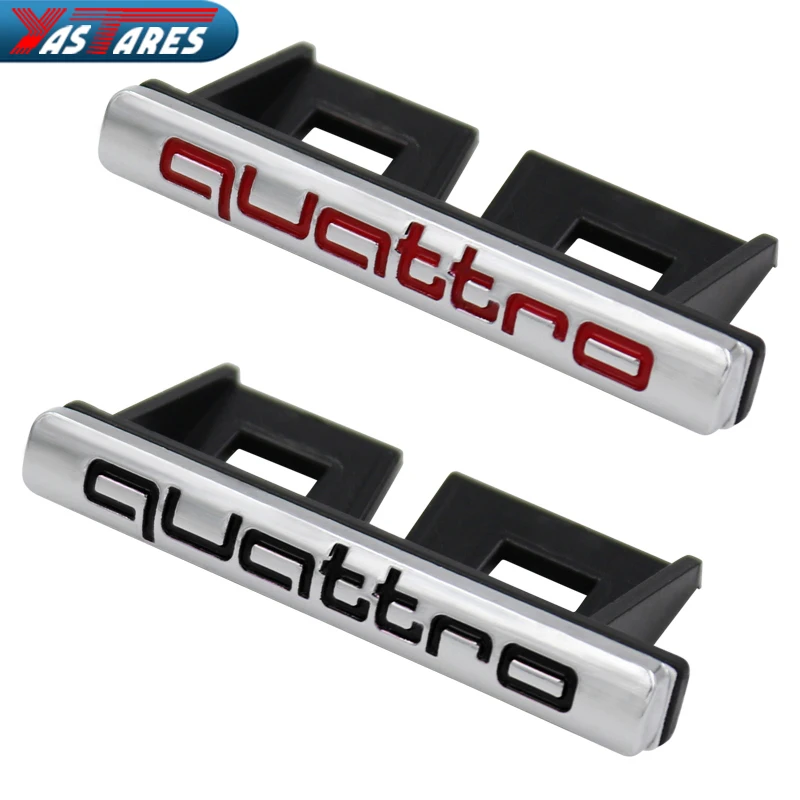 

Quattro Front Grille Emblem Badge Chrome Metal+Plastic ABS Front Grill Mount for Audi A3 A4 A5 A7 S3 S4 S5 S6 S8 C6 Car Styling