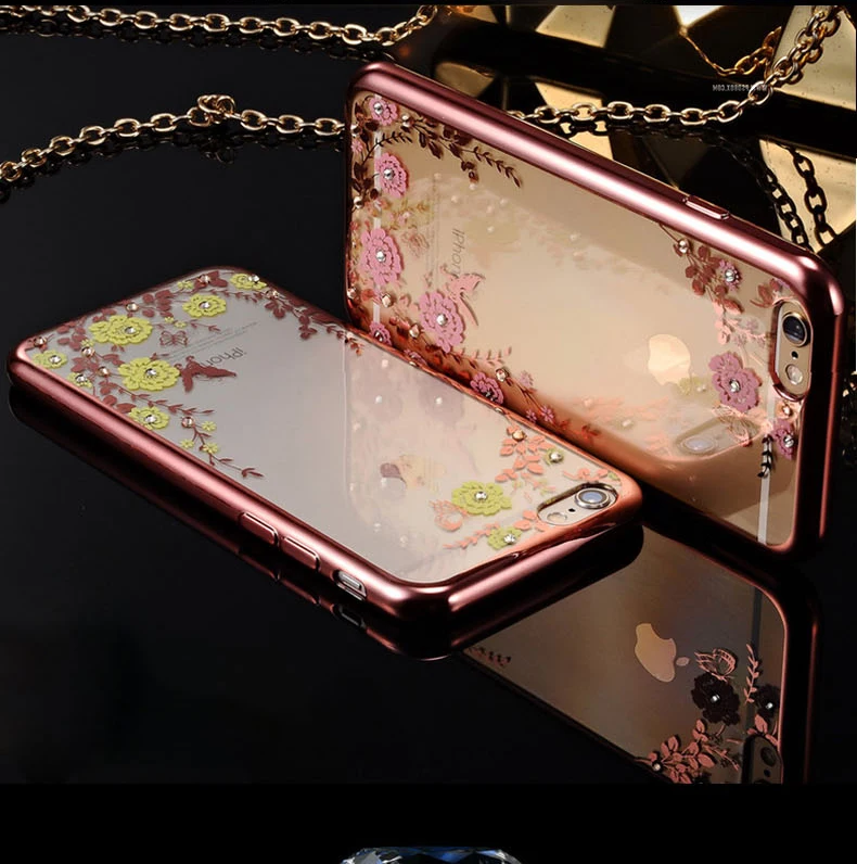 Fashion 3D Bling Strass Back TPU Silicone Gel Rubber Case Cover Hybrid Bumper For iphone X 7 7Plus 6 6S Plus 5 5S SE |
