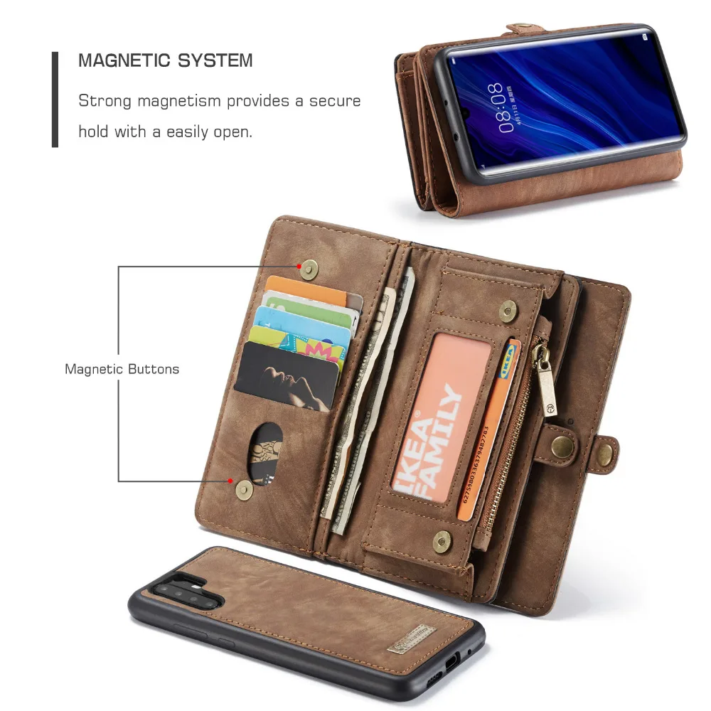 CaseMe Leather Flip Cover For Huawei P30 Wallet Bag Multi-functional Magnetic Phone Cases For Huawei Mate 20 P20 Pro Wallet Case