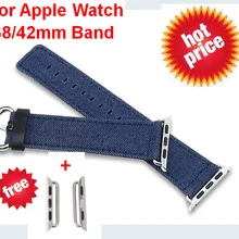 COMLYO джинсы натуральная кожа ремешок для Apple кожаный ремешок 42 мм 38 мм браслет с пряжкой из нержавеющей стали+ 2 свободные адаптеры