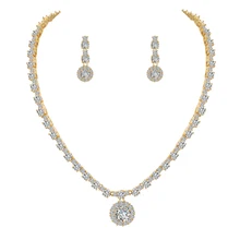 WEIMANJINGDIAN Новое поступление Halo Круглый, кубический цирконий CZ Кристалл, свадьба, для новобрачных ювелирный набор в золотых/серебряных цветах