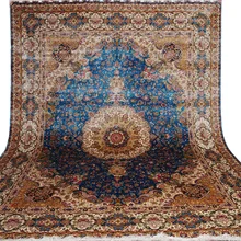 FangCun 9'x12' персидский классический синий медаль ручной работы шелковый ковер, использовать для офиса или гостиной