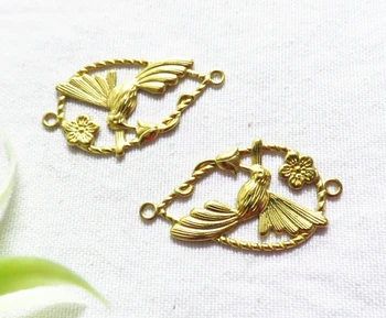 

100pcs/lot 18*33mm brass flower filigree wrap PENDANT findings