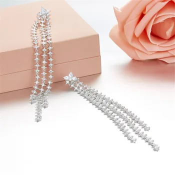 

[MeiBaPJ]Real 925 Sterling Silver Personality Star Tassel Long Drop Earrings for Women with AAA High Quality Stone Fine Jewelry