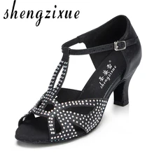 WUXIJIAO/Обувь для латинских танцев; женская обувь на мягкой подошве; Обувь для бальных танцев на высоком каблуке