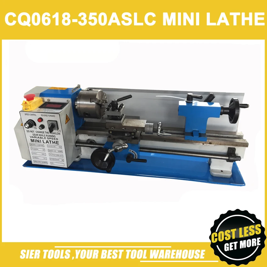 

CQ0618-350ASLC mini lathe machine/100mm chuck,550W mini metal lathe/conitnusly varible speed wood lathe/Free turning tools set
