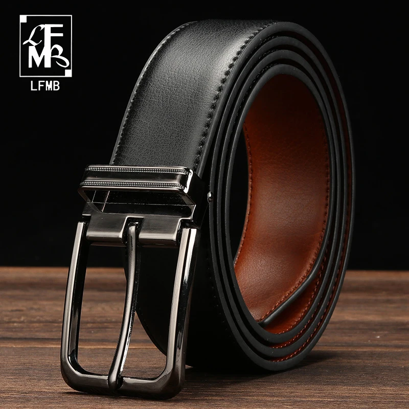 

[LFMB]leather belt men designer belts men high quality male genuine leather strap pin buckle for jeans cinturon hombre