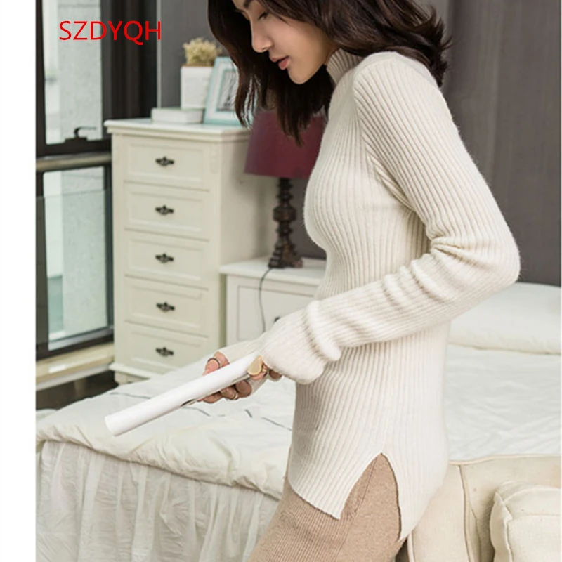 

SZDYQH Women Sweaters And Pullovers Winter New Arrival Half Turtleneck 100 Cashmere Elasticity Sweater Female Solid Thick Jumper