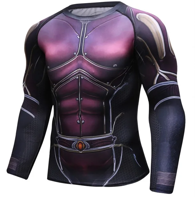 Superhero Iron Man Fitness Mens Outdoor Exercise Fitness Long Sleeve