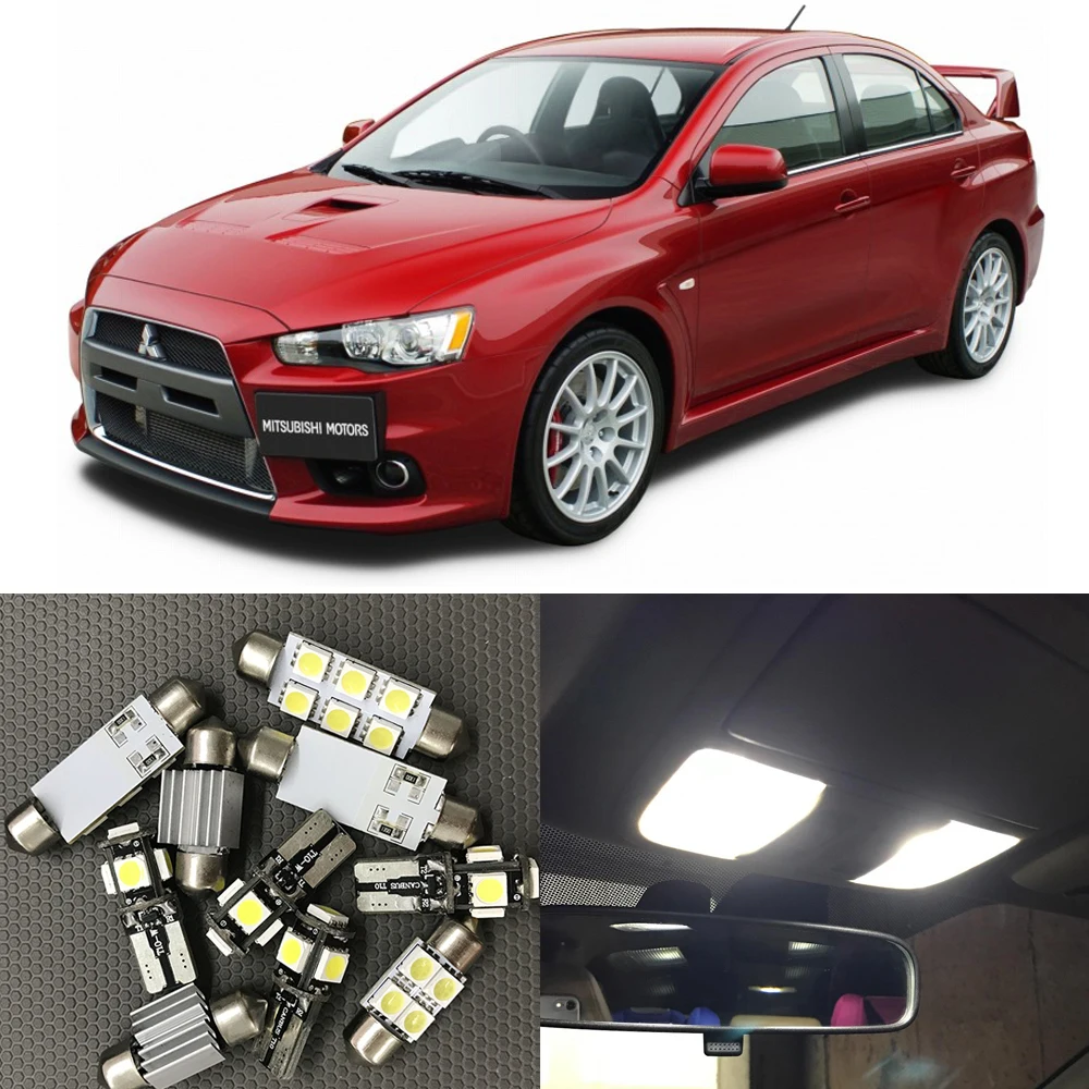 Us 12 9 9pcs White Bulb Led Car Light Interior Kit For 2003 2007 Mitsubishi Lancer 12v Map Dome Trunk Step Courtesy License Plate Lamp In Signal