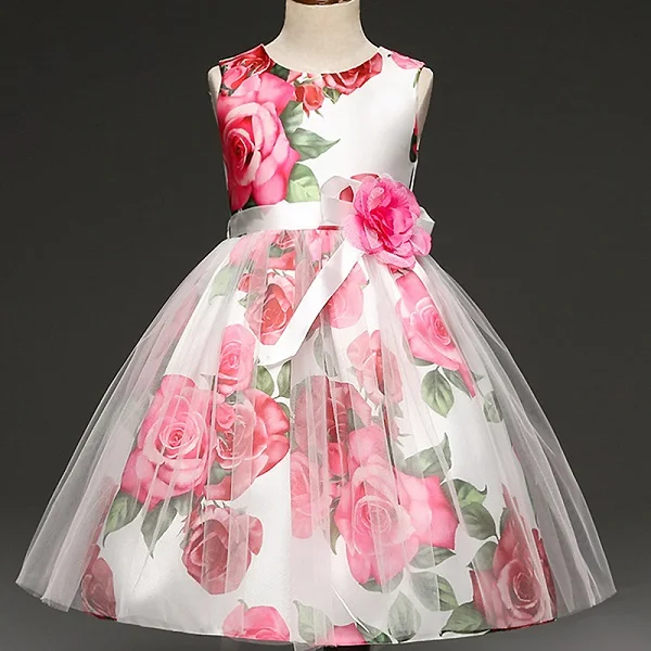 В году, новое летнее детское платье с бабочками и цветами для девочек вечернее платье для выпускного вечера, платье принцессы для дня рождения - Цвет: Rose