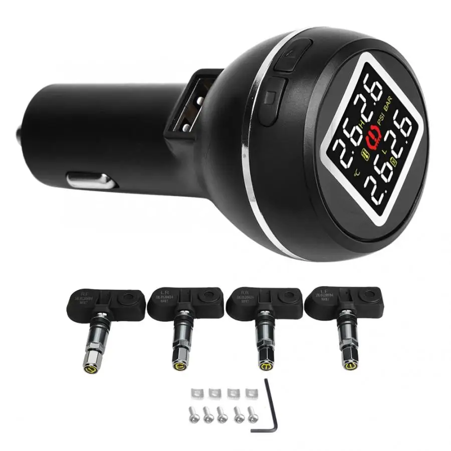 Автомобильная система контроля давления в шинах ЖК TPMS прикуриватель USB зарядное устройство 4 Внутренний датчик экономии топлива предсказание утечки воздуха