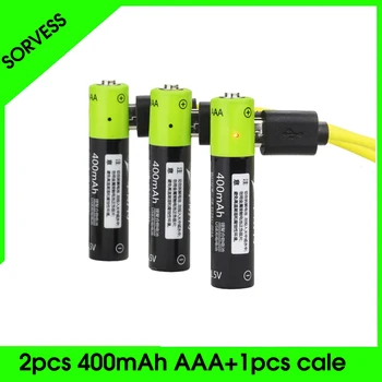 

SORVESS 2PCS AAA Lipo Lithium Polymer 400mAh Battery ZNTER Rechargeable 1.5V With Micro Cable Cell For Camera Toys Batteries