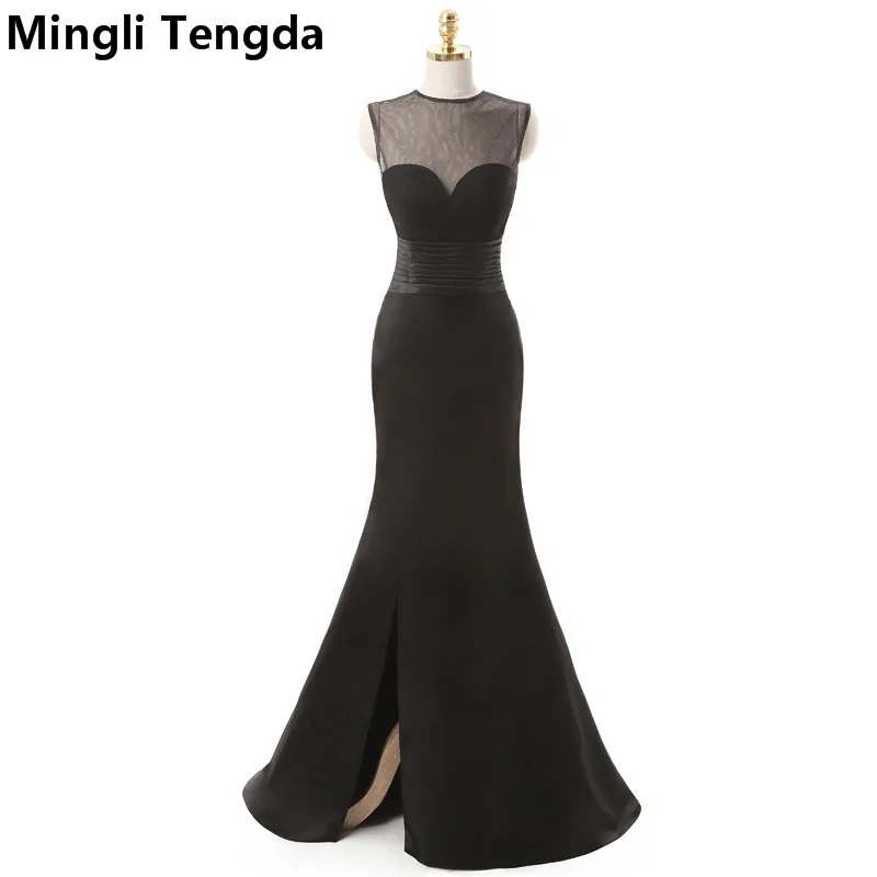 

Mingli Tengda Black Long Bridesmaid Dresses 2018 Sexy Illusion Mermaid Bridesmaid Dress robe demoiselle d'honneur Backless Dress