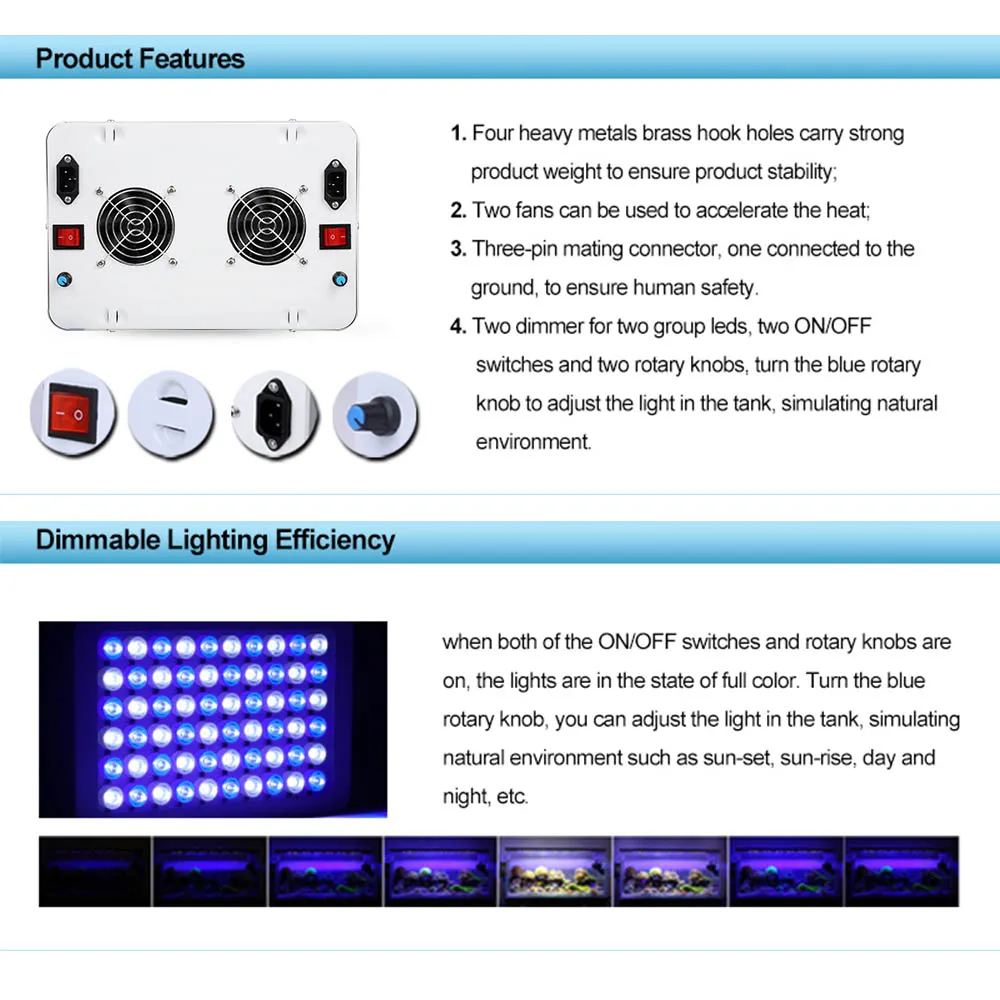 Hot sale Dimmable 60x3W Aquarium lights Free shipping Freshwater fish Coral raising raise plants marine aquarium led lighting (10)