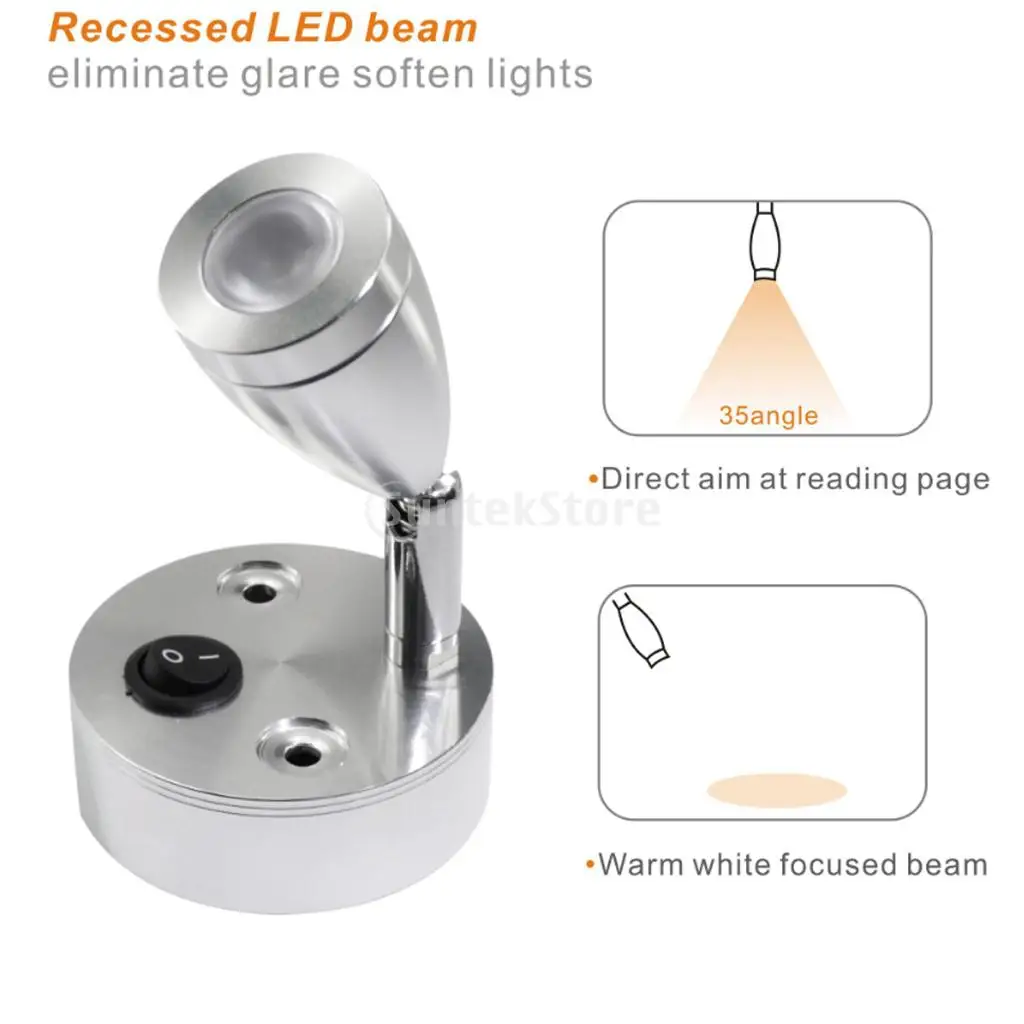 12-Volt RV Light Fixture Natural White Bright Reading Light for RV Accessories Marine Boat Yacht Boating Dinghy Cruises Cabin