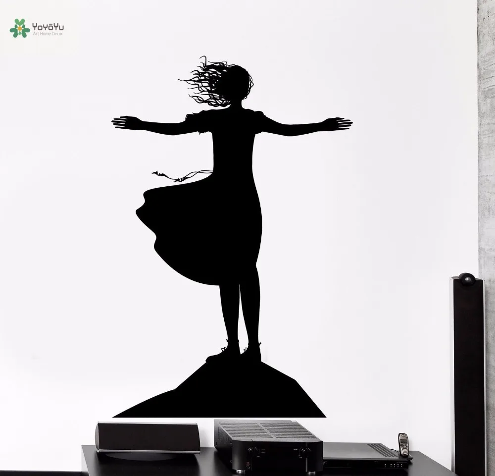 

YOYOYU Vinyl Wall Decal Girl Hugging The Wind Romantic Temperament Teems Room Home Decoration Stickers FD122