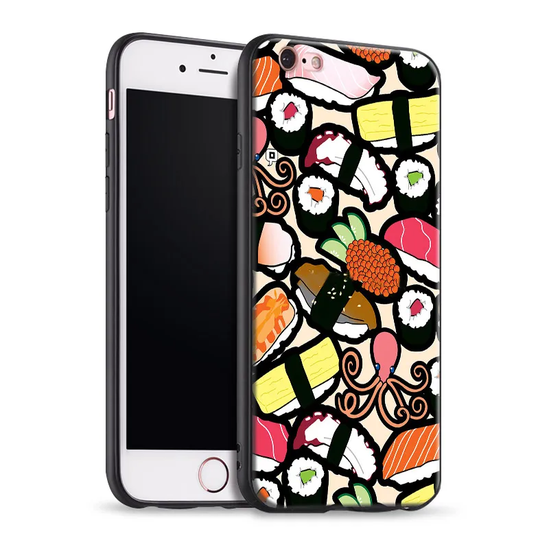

Japanese Sushi pattern Cover Soft Silicone Phone Case Cover Shell For Apple iPhone 5 5s Se 6 6s 7 8 Plus X XR XS MAX