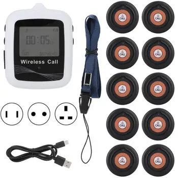 

High Quality Waiter Calling System Wireless Pagers Watch Receiver + 10 Customer Beepers