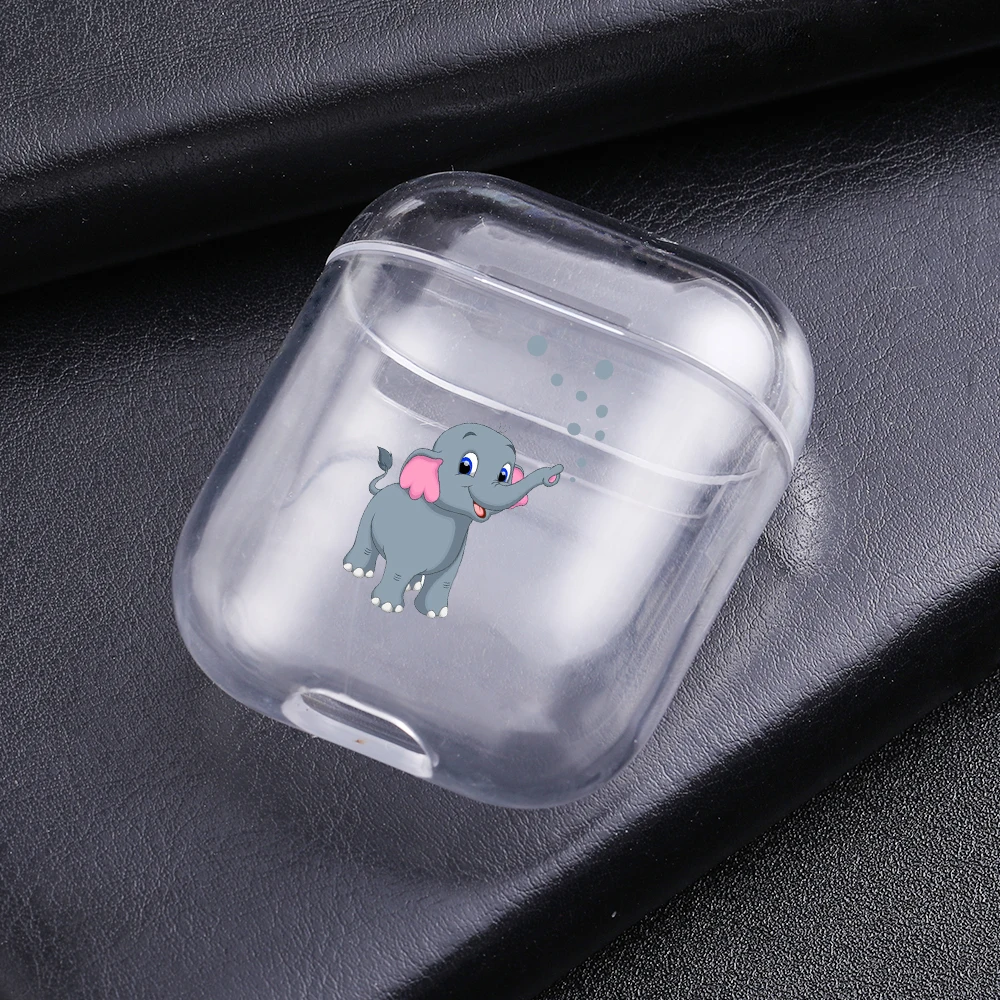 

Cases For Airpods Cute Elephant Painted Transparent Hard PC Cases For AirPods Cases Protective Cover Wireless Earphone Case