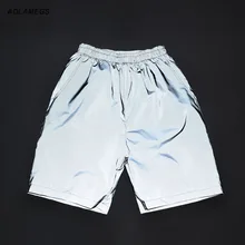 Aolamegs мужские светоотражающие шорты в стиле хип-хоп, стрейчевая одежда в стиле Харадзюку, шорты для бега на открытом воздухе, мужские Модные повседневные короткие брюки