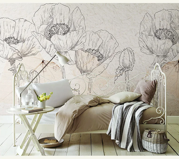 Hand painted 3d Wall Murals Wallpaper Flower Background Photo Wall