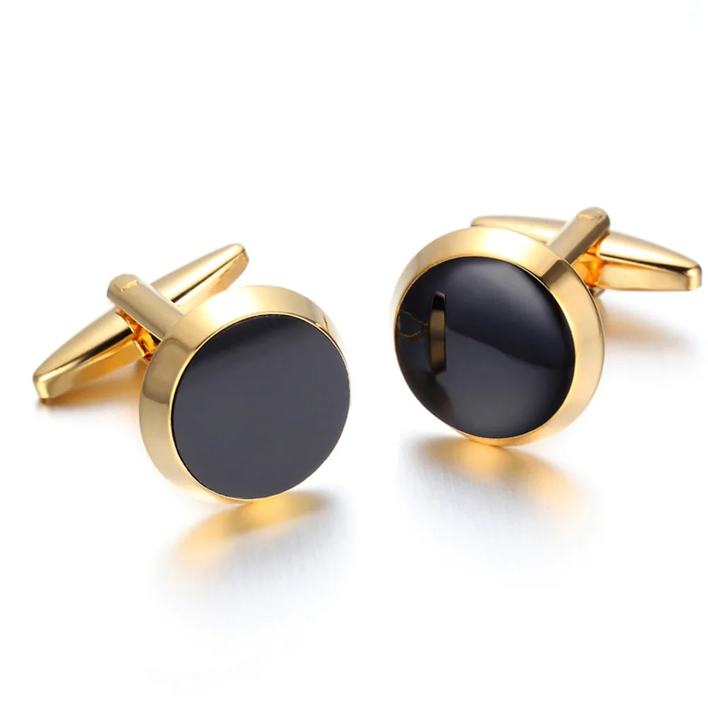 Vintage Cufflinks for Mens Jewelry Shirt Cufflinks, Golden, Black