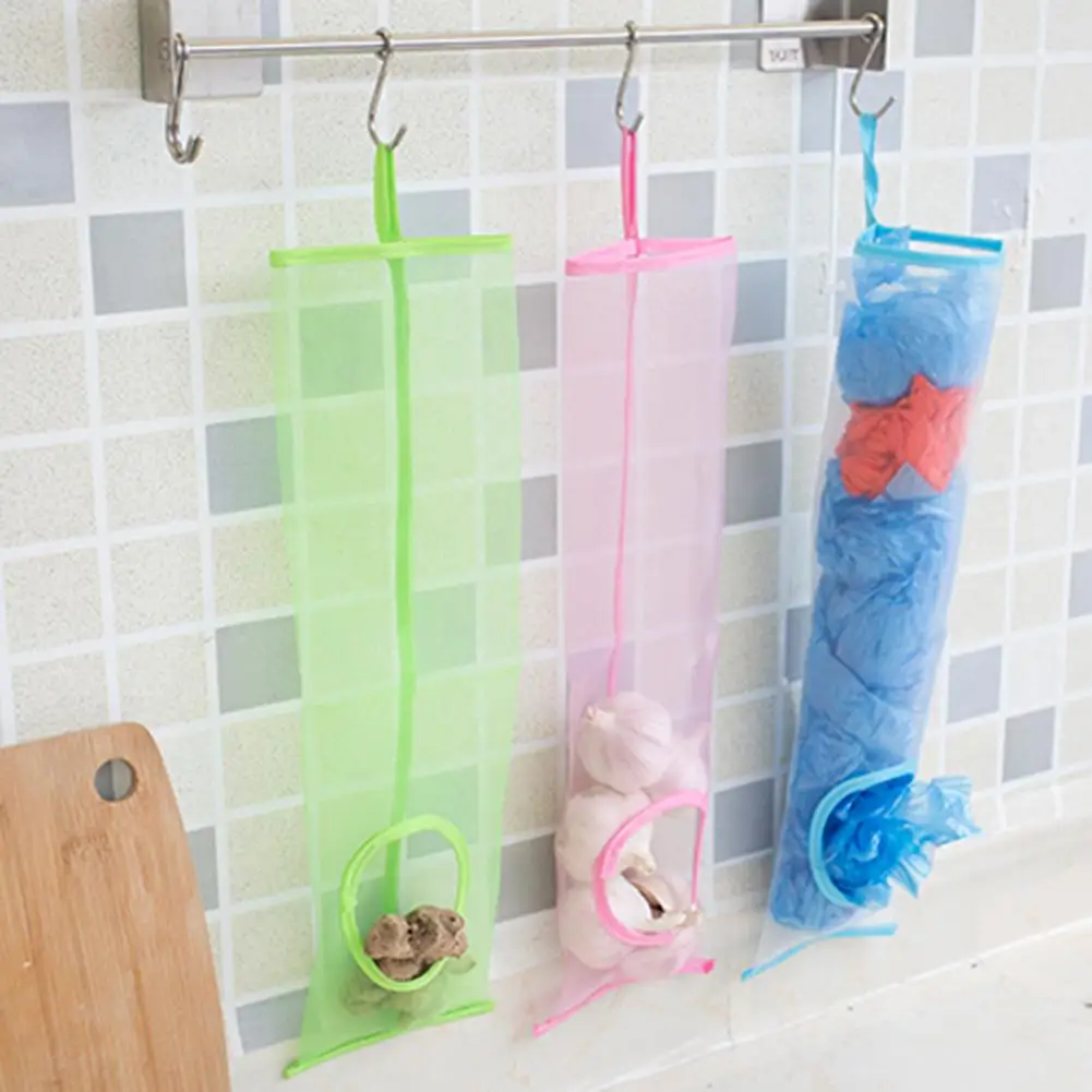 

Fruit And Vegetable Storage Bag Breathable Mesh Hanging Type Kitchen Onion Ginger Organizer Keeping Fresh Garbage Bag Storage