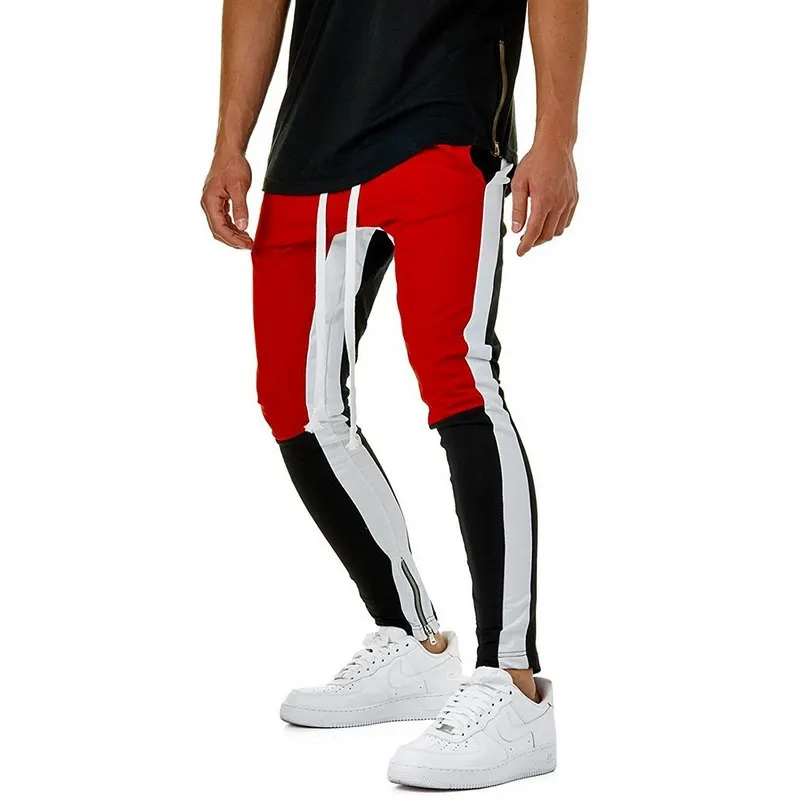 

Litthing 2019 Men Skinny Sport Pant Bodybuilding Sportwear Bottom Male Casual Drawstring Patchwork Trousers Streetwear Plus Size