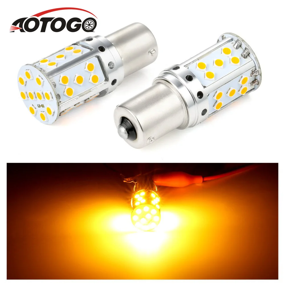

2X1156 BA15S 70W Amber Yellow Bulbs Canbus 3030 35SMD LED Signal Indicator Tail Light Bulbs Car Interior Parking Position Lights