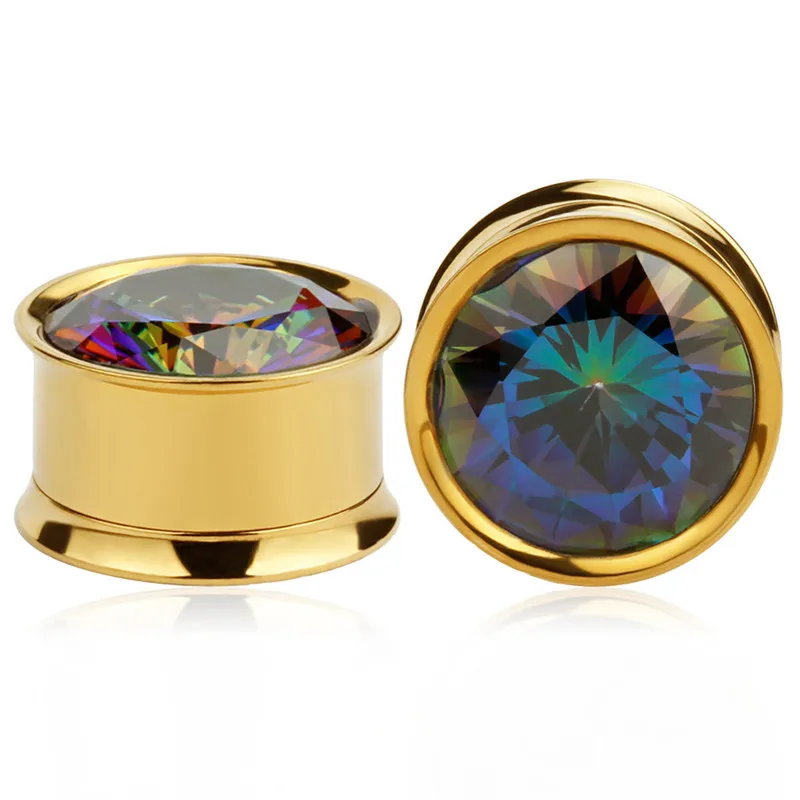 1 шт. AB Gem Titanium IP винт подходит для туннелей кубический циркон ушной пробки