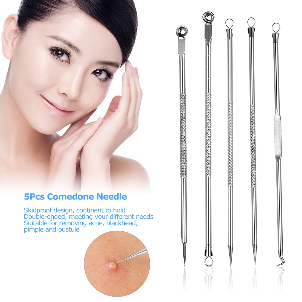 

5Pcs set kit Blackhead Remover set Blemish tools Acne pimple pore cleaner Face Care for Facial Black Dots head the north of face