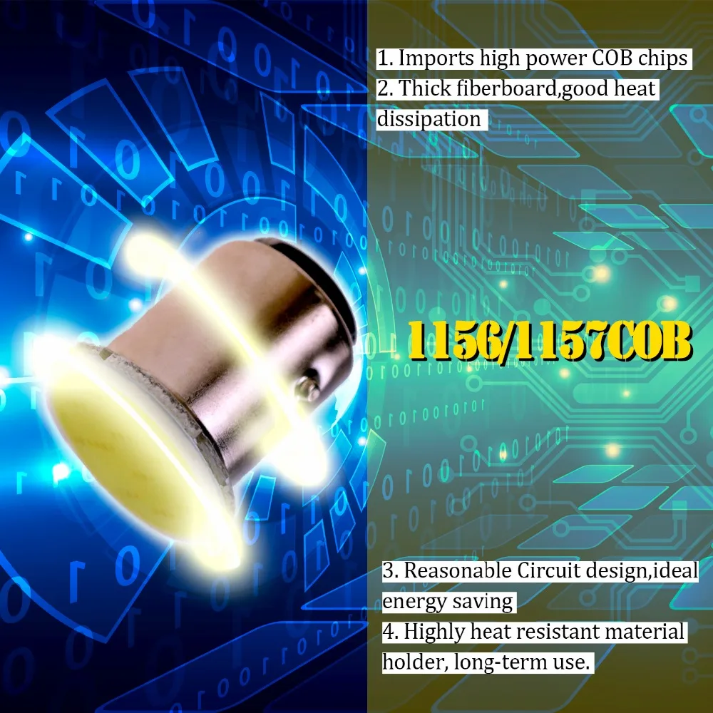 LEADTOPS 10 шт./лот S25 1156/1157 Led COB резервный свет 12SMD P21W Авто Сигнал Обратный светодиодный