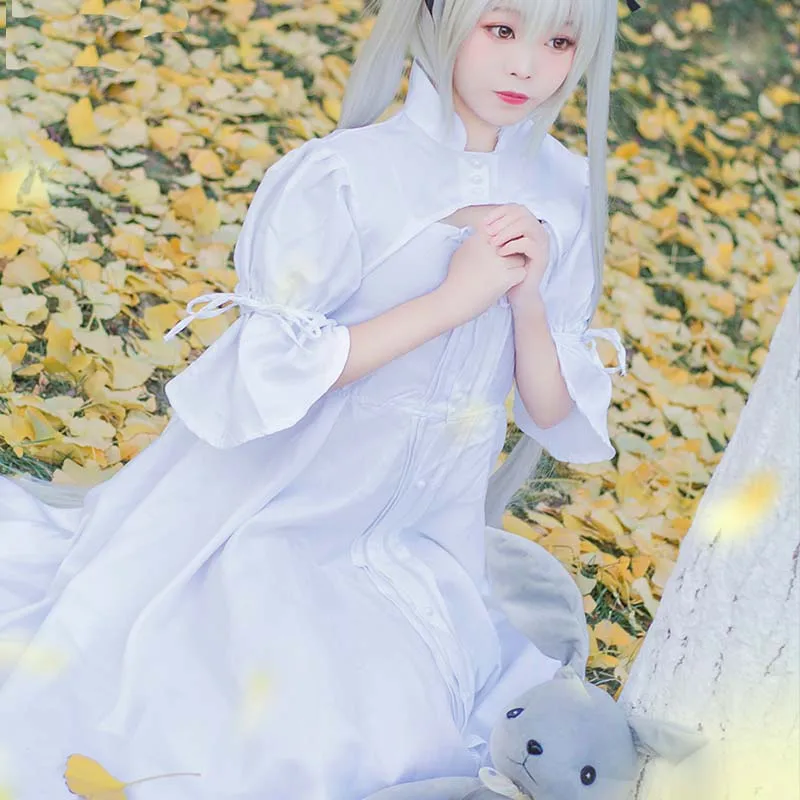 Высокое качество аниме маскарадный костюм kasugano Sora платья Yosuga no Косплей Сора Белый Лолита костюмы на заказ с париком кролик