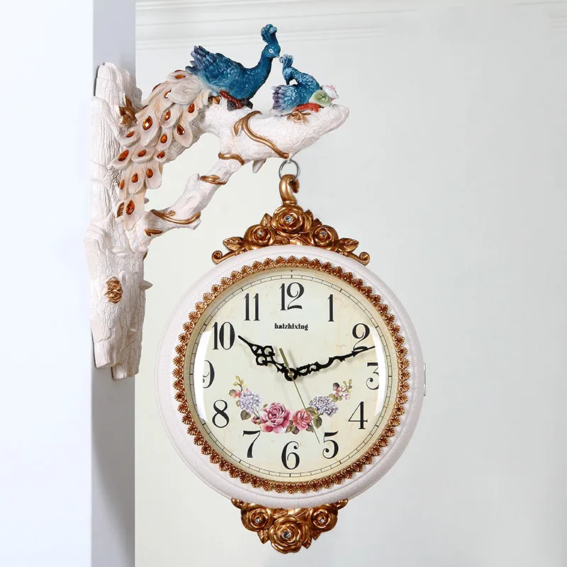 

Art Watch European Creative Wall Clock Modern Design Double-sided Wall Clock Decoration Mute Time English Wall Clocks 40C216