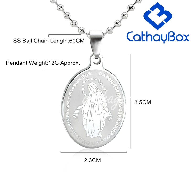 Grace Mary Oval Pendant Necklace 60CM 